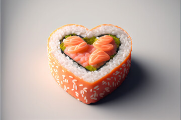 sushi and rolls in the shape of a heart, promotion and offer, valentine's day, created by ai