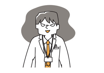 悪いことを企んでいる医者の男性のイラスト