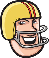 cartoon smiling football player face - PNG image with transparent background