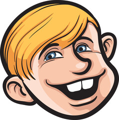 cartoon smiling funny boy face - PNG image with transparent background