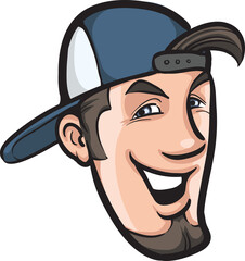 cartoon smiling guy face - PNG image with transparent background