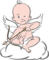 cartoon valentine cupid character aiming - PNG image with transparent background