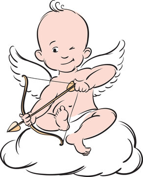 cartoon valentine cupid character aiming - PNG image with transparent background