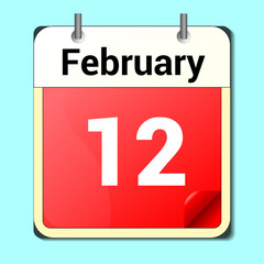 day on the calendar, vector image format, February 12.