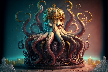 Fototapeta premium majestic octopus on the moon