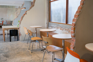 Empty Chairs and table in modern office,industrial style.