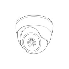 Cctv in line art vector style, isolated on white background. Cctv in line art vector style for coloring book.