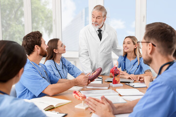 Doctor and interns on lecture in university