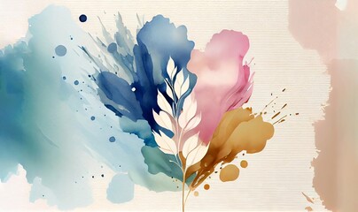 Watercolor art background Wallpaper design flowers and leaves
generative ai