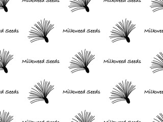 Milkweed seeds cartoon character seamless pattern on white background