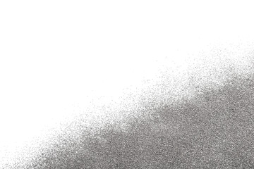 Shiny silver glitter on white background, top view
