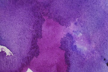 Abstract purple watercolor painting as background, top view