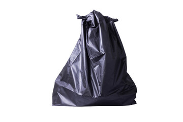 black garbage bag isolated on white background, clipping paths