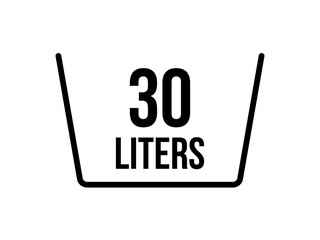 30 liters icon. Liquid measure vector in liters isolated on white background