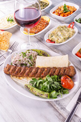 traditional turkish kebap with vegatables adana kebab urfa kebab