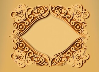 Fototapeta premium close-up of a golden, ornate frame with intricate designs on a cream-coloured background (AI Generated)