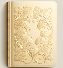 golden, embossed design on a cream-coloured leather notebook (AI Generated)