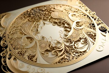 golden, filigree-style design on a cream-coloured card (AI Generated)