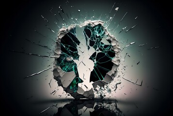 shattered glass, symbolising the destructive effects of substance abuse on an individual's life (AI Generated)