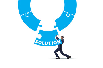 Business solution concept with jigsaw puzzle pieces