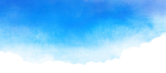 透明水彩で描いた青空の風景イラスト
