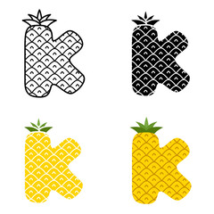 Alphabet K in flat style isolated