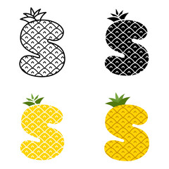 Alphabet S in flat style isolated
