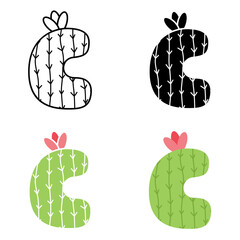 Alphabet C in flat style isolated