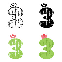 Number 3 in flat style isolated