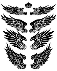 Obraz premium vector set of angel wings tribal tattoo 