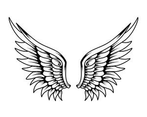 Fototapeta premium Tribal angel wings tattoo illustration