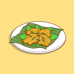 Indonesian food bakwan with chili detail vector