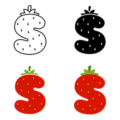 Alphabet S in flat style isolated