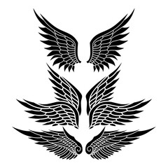 vector set of angel wings tribal tattoo	