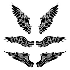 vector set of angel wings tribal tattoo	