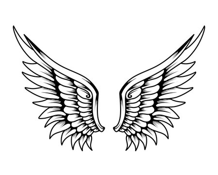 Tribal angel wings tattoo illustration