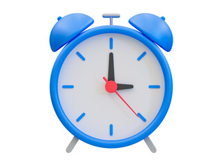 Plakat 3d minimal blue metal alarm clock. 3d illustration.