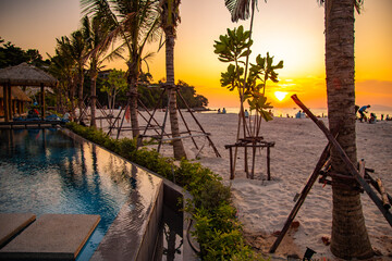 Fototapeta na wymiar Sunset view at North Point Beach in Koh Lipe, Satun, Thailand