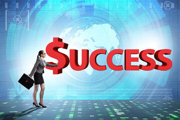 Business success concept with businesswoman