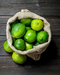 Ripe fragrant lime in the sack.