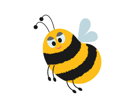 Cute small vector bee. Funny cartoon honeybee illustration