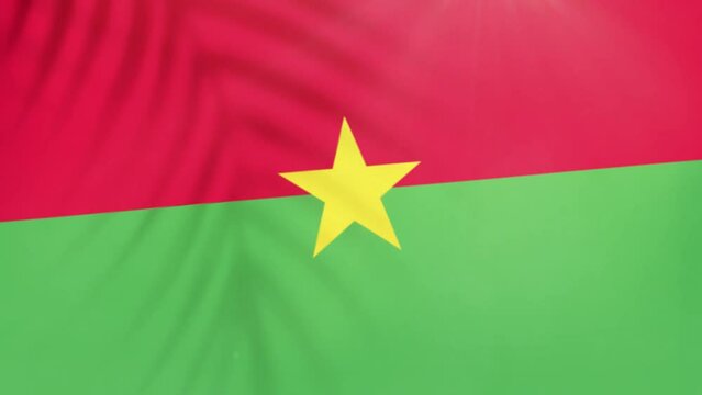 Burkina Faso flag videos. Slow Motion videos. Flag Blowing Close Up with tree shadow