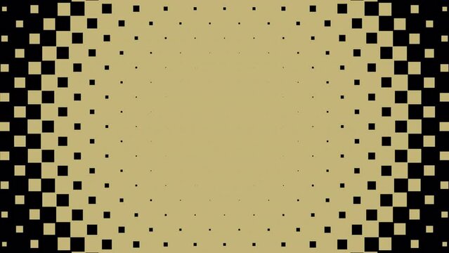 Circle wipe transitions of square dots animated on transparent background with an alpha channel. Seven color patterns are included.