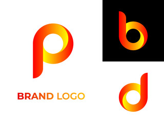 letter p q b d vibrant color logo