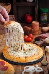 mozza rella pizza on plate look so yummy
