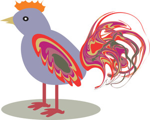 A bright decorative rooster. Vector file for designs.