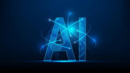 AI Artificial Intelligence and Machine Learning Concept, World sphere grid wave with binary code. Big data innovation technology. Global neural networks, Vector illustration