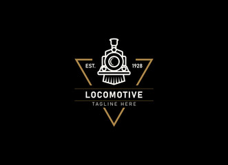 Locomotive logo illustration, vintage style emblem