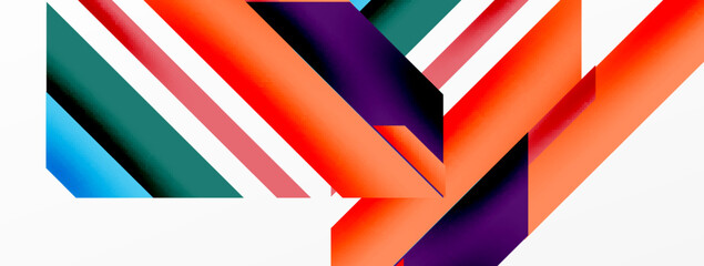 Minimal geometric abstract background. Dynamic 3d lines composition. Trendy techno business template for wallpaper, banner, background or landing