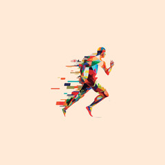 Fototapeta na wymiar a runner with a style glitch